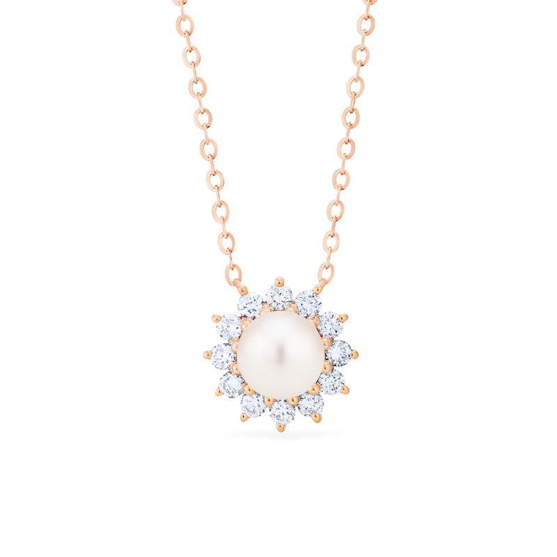 [Rosalie] Vintage Bloom Necklace in Akoya Pearl