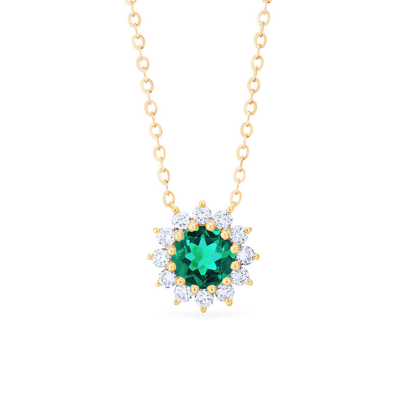 [Rosalie] Vintage Bloom Necklace in Lab Emerald