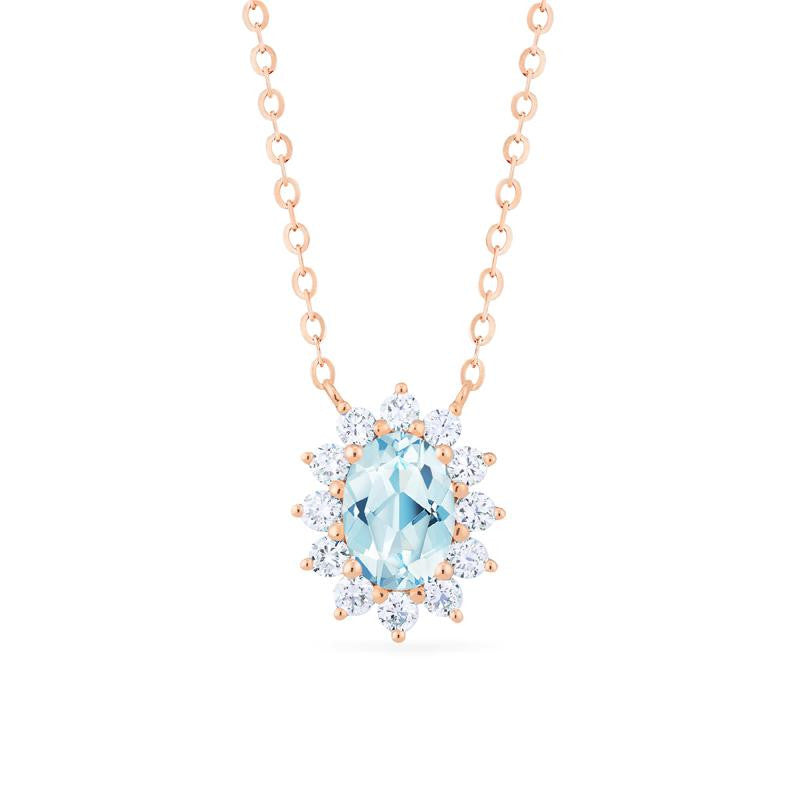 [Julianne] Vintage Bloom Oval Cut Necklace in Aquamarine