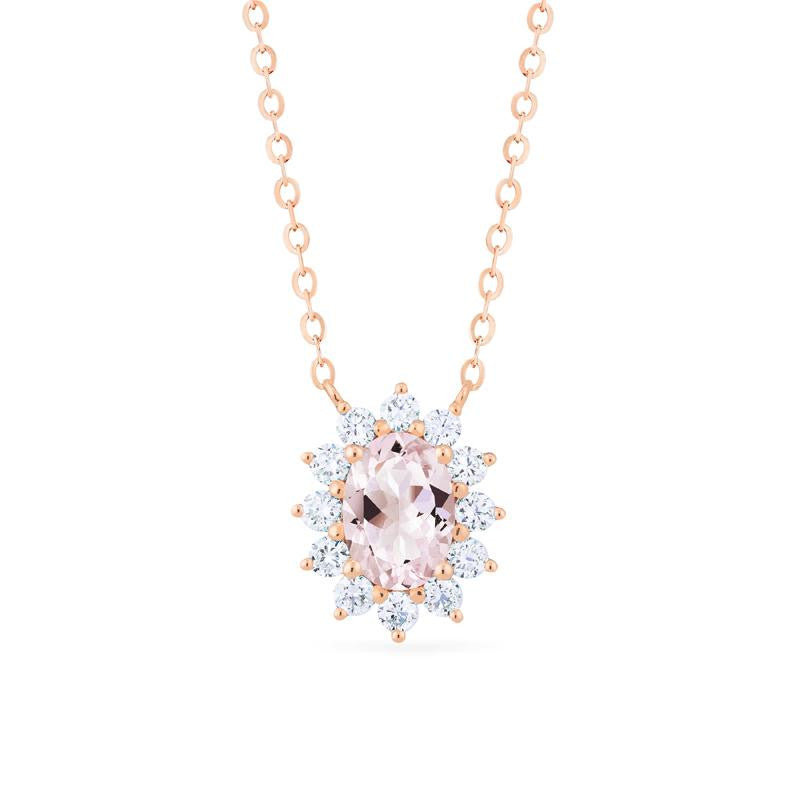 [Julianne] Vintage Bloom Oval Cut Necklace in Morganite