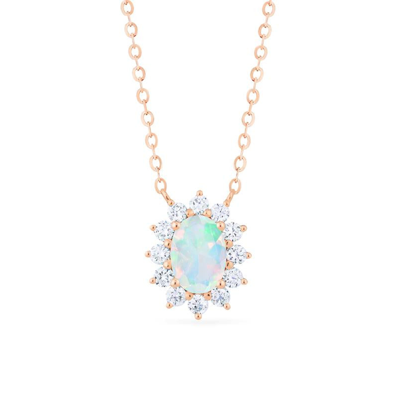 [Julianne] Vintage Bloom Oval Cut Necklace in Opal