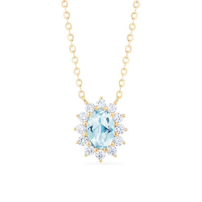 [Julianne] Vintage Bloom Oval Cut Necklace in Aquamarine