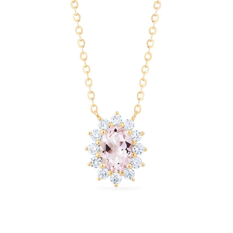 [Julianne] Vintage Bloom Oval Cut Necklace in Morganite