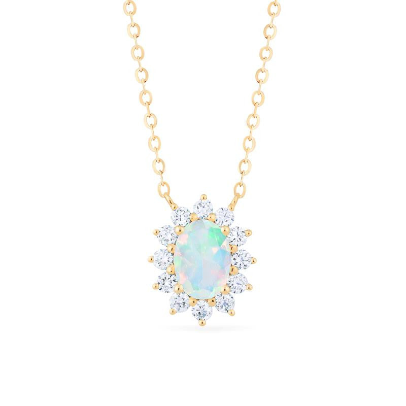 [Julianne] Vintage Bloom Oval Cut Necklace in Opal