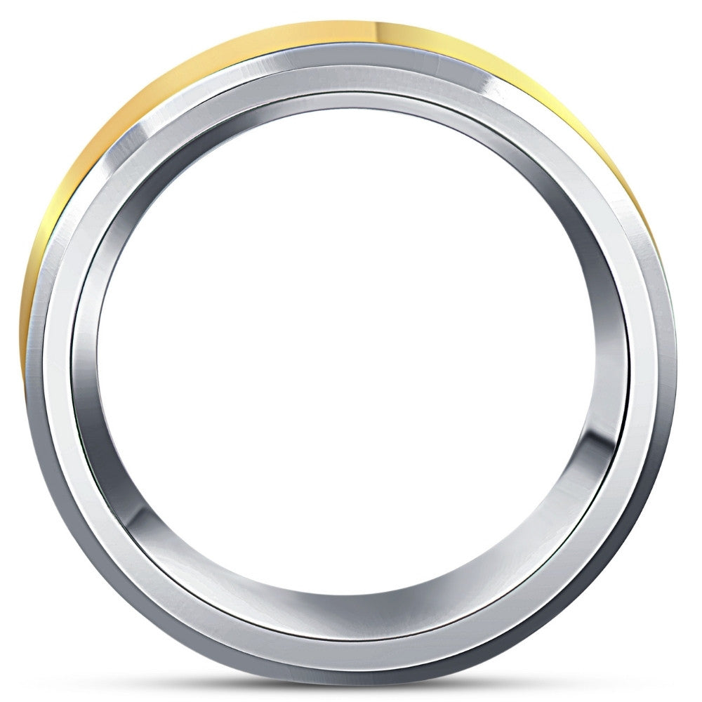 Men's Polished Tungsten & Gold Plated Two Tone 8mm Ring Wedding Band