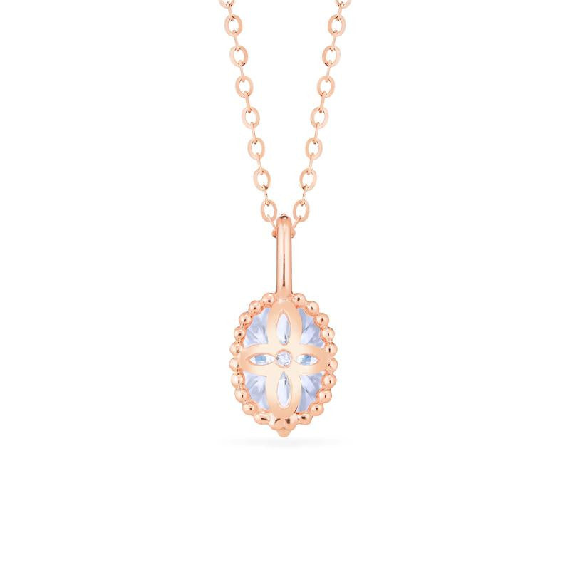 [Evelina] Vintage Classic Crown Oval Cut Necklace in Diamond / Moissanite
