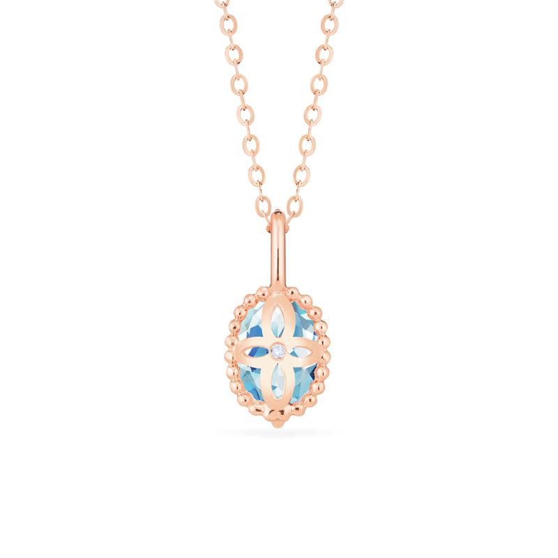 [Evelina] Vintage Classic Crown Oval Cut Necklace in Aquamarine