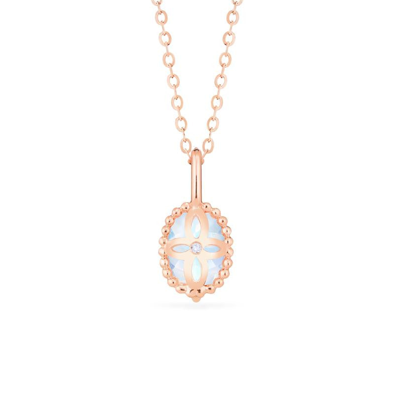 [Evelina] Vintage Classic Crown Oval Cut Necklace in Moonstone