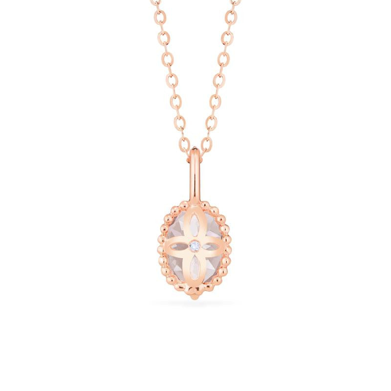 [Evelina] Vintage Classic Crown Oval Cut Necklace in Morganite