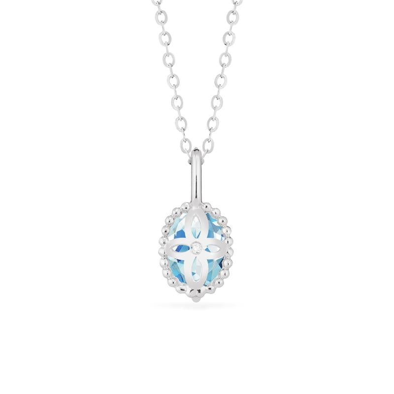 [Evelina] Vintage Classic Crown Oval Cut Necklace in Aquamarine