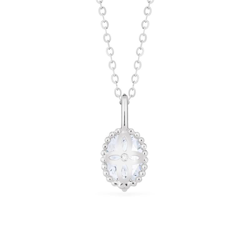 [Evelina] Vintage Classic Crown Oval Cut Necklace in Diamond / Moissanite