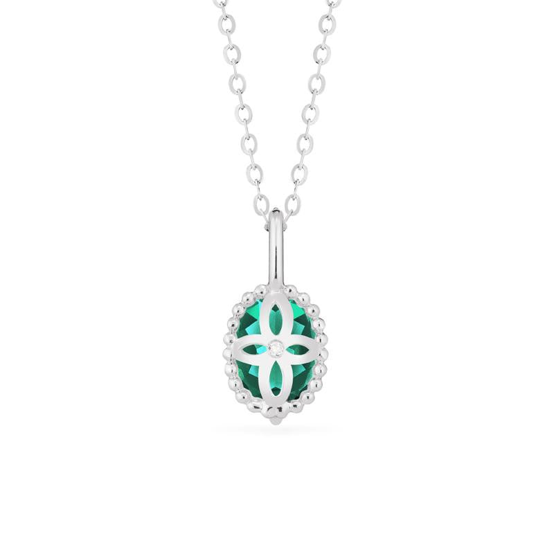 [Evelina] Vintage Classic Crown Oval Cut Necklace in Lab Emerald