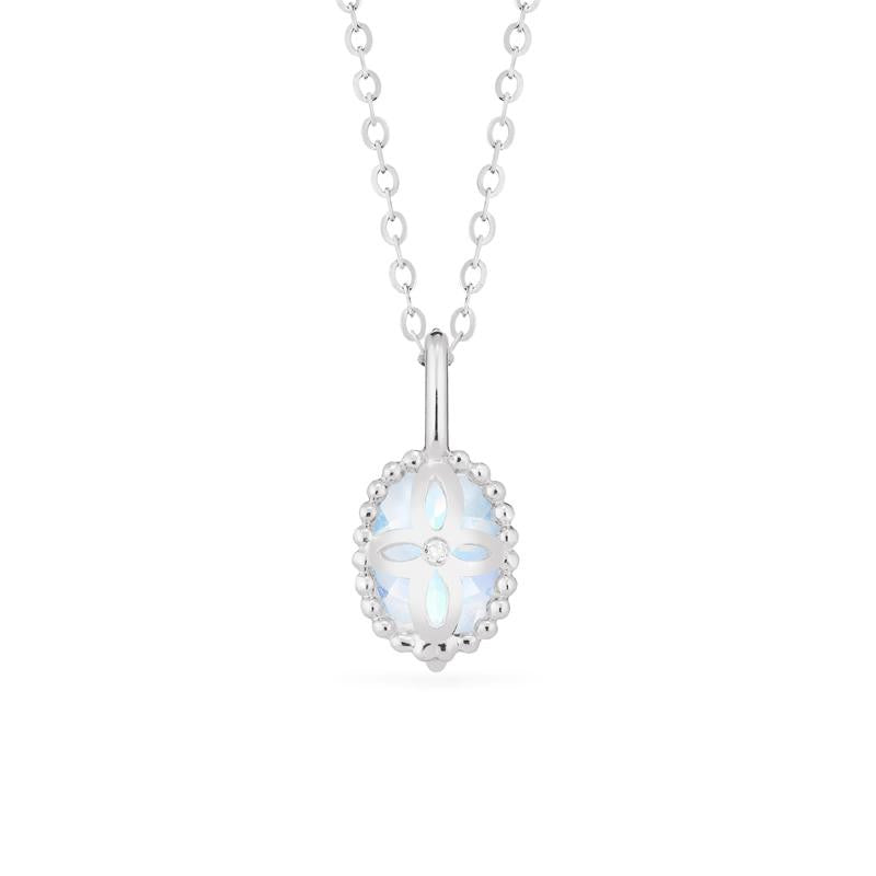 [Evelina] Vintage Classic Crown Oval Cut Necklace in Moonstone