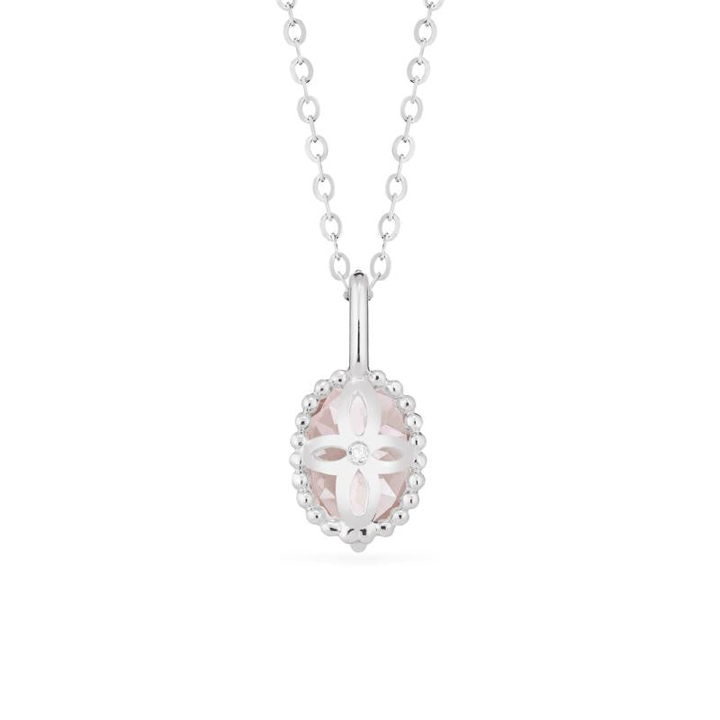 [Evelina] Vintage Classic Crown Oval Cut Necklace in Morganite
