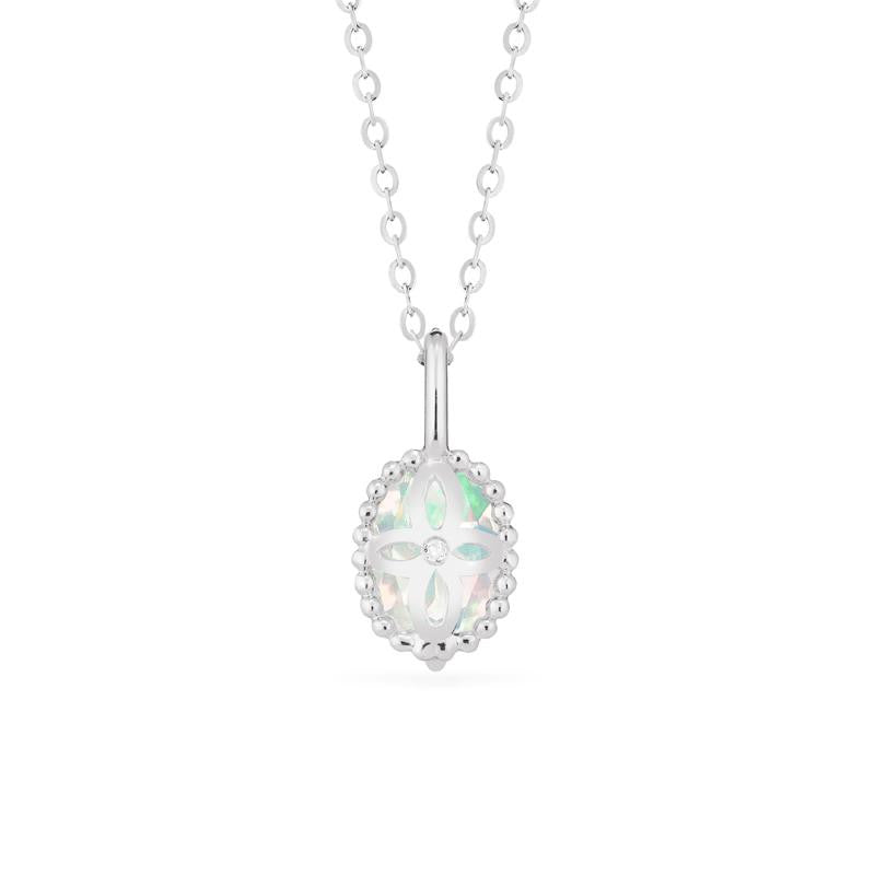[Evelina] Vintage Classic Crown Oval Cut Necklace in Opal