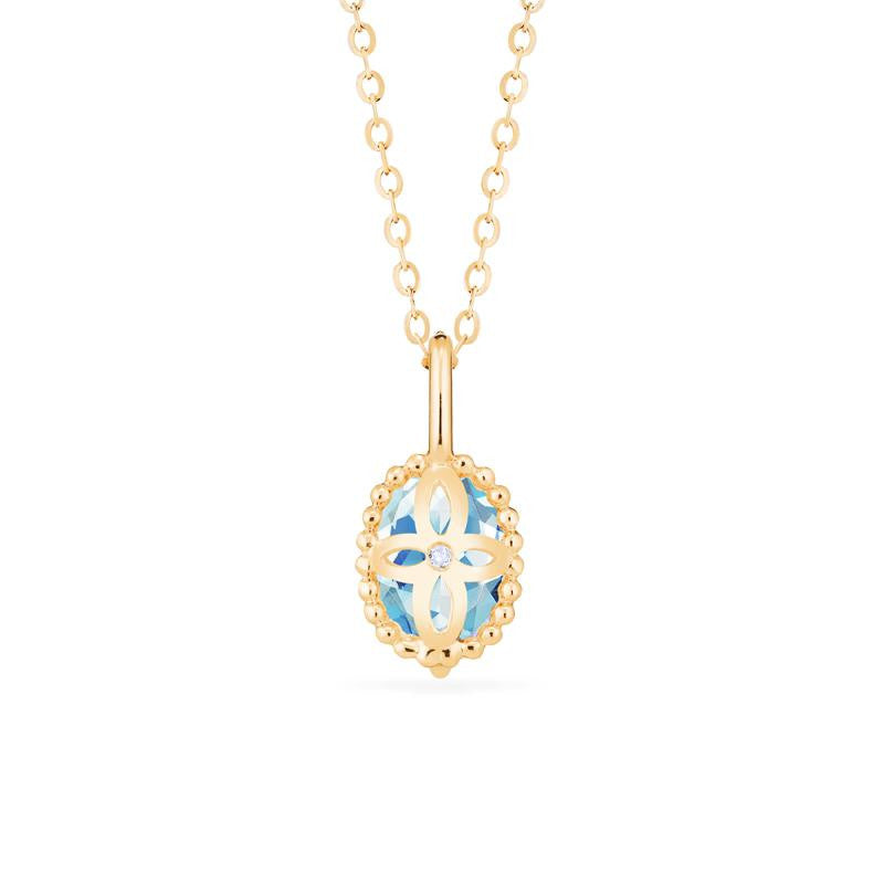 [Evelina] Vintage Classic Crown Oval Cut Necklace in Aquamarine