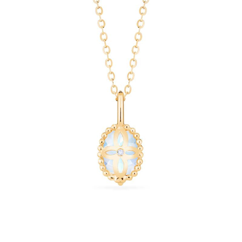 [Evelina] Vintage Classic Crown Oval Cut Necklace in Moonstone