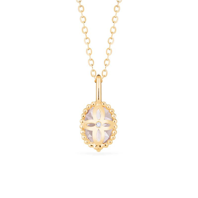 [Evelina] Vintage Classic Crown Oval Cut Necklace in Morganite