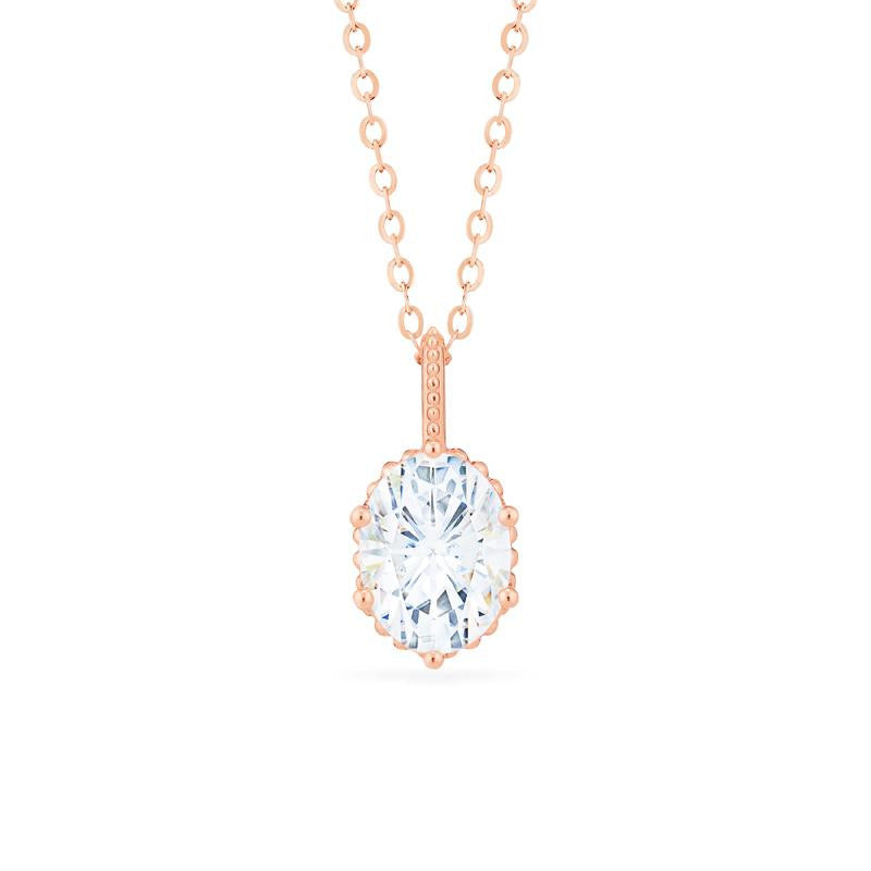 [Evelina] Vintage Classic Crown Oval Cut Necklace in Diamond / Moissanite