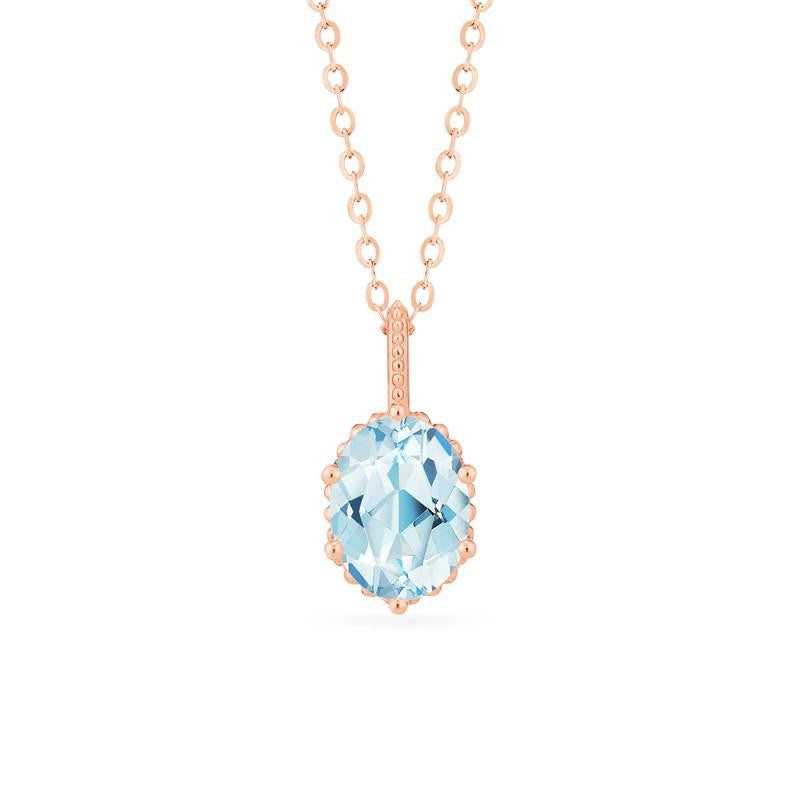 [Evelina] Vintage Classic Crown Oval Cut Necklace in Aquamarine