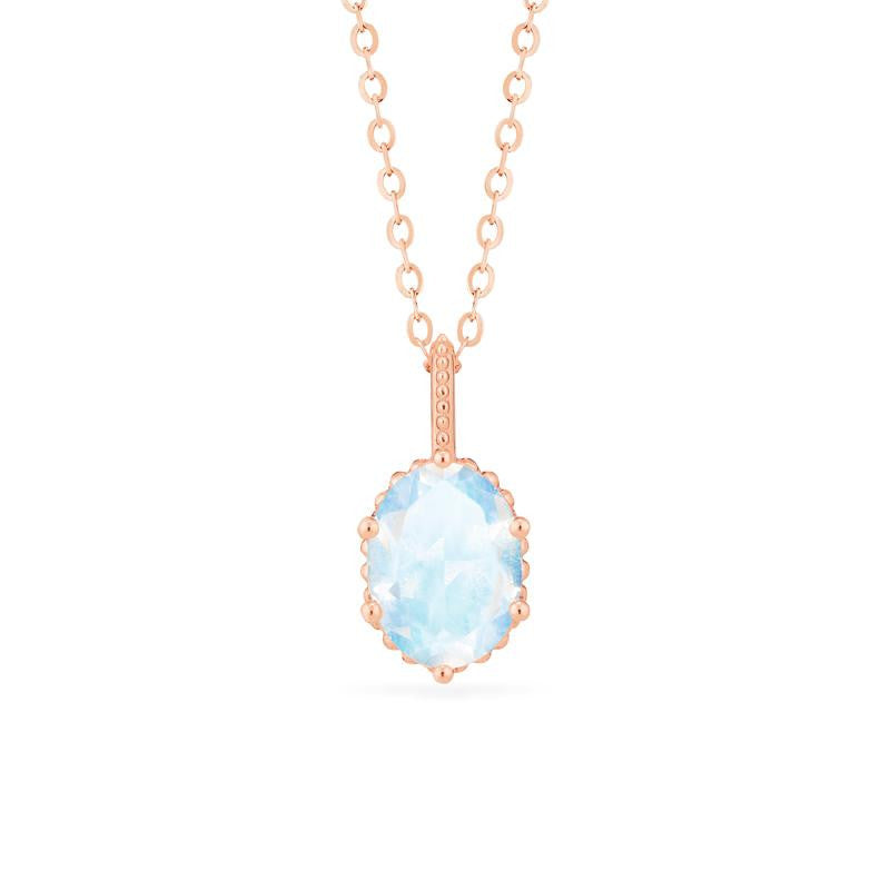 [Evelina] Vintage Classic Crown Oval Cut Necklace in Moonstone