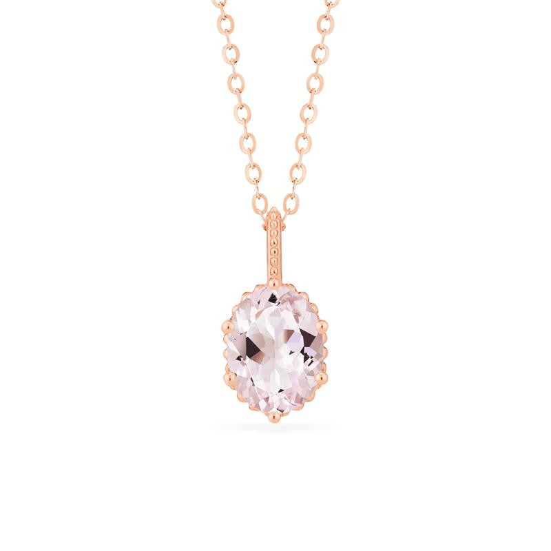 [Evelina] Vintage Classic Crown Oval Cut Necklace in Morganite