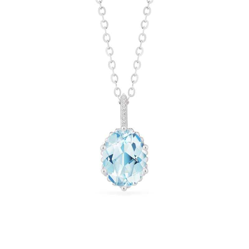 [Evelina] Vintage Classic Crown Oval Cut Necklace in Aquamarine