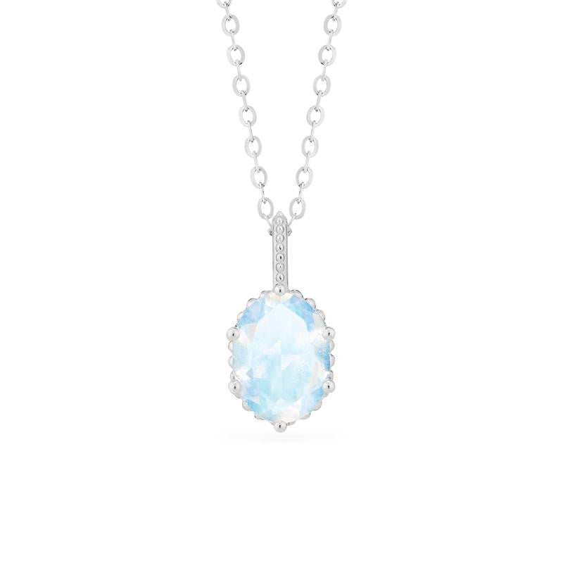 [Evelina] Vintage Classic Crown Oval Cut Necklace in Moonstone