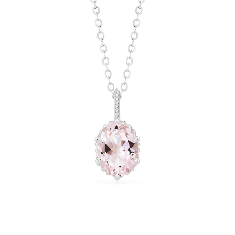 [Evelina] Vintage Classic Crown Oval Cut Necklace in Morganite