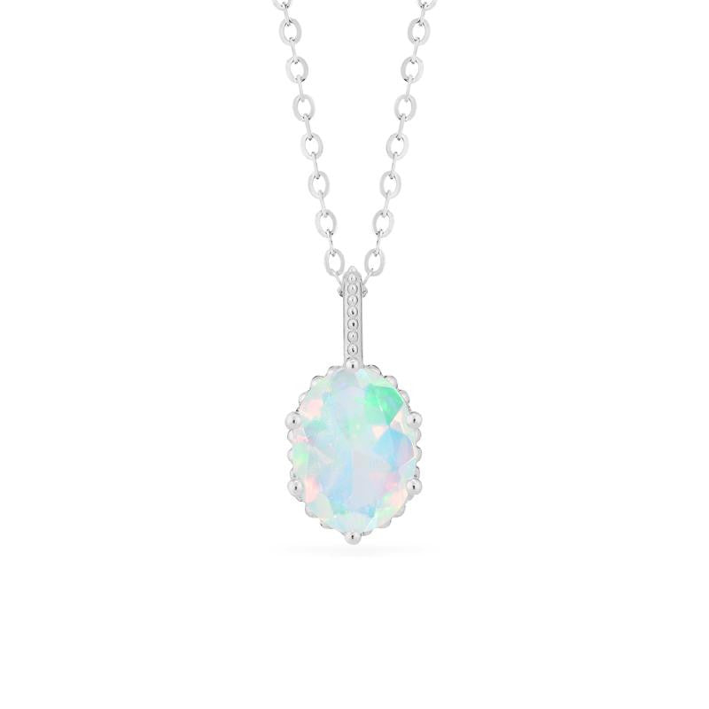 [Evelina] Vintage Classic Crown Oval Cut Necklace in Opal