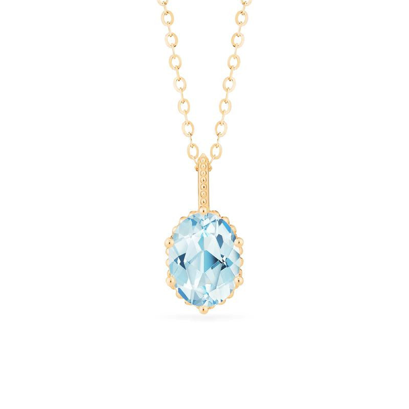[Evelina] Vintage Classic Crown Oval Cut Necklace in Aquamarine