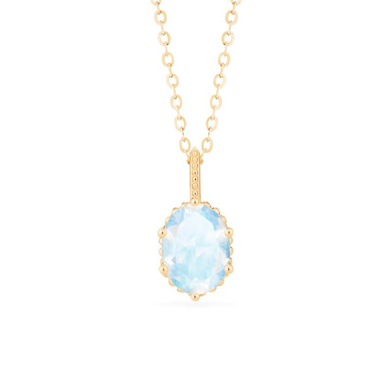 [Evelina] Vintage Classic Crown Oval Cut Necklace in Moonstone