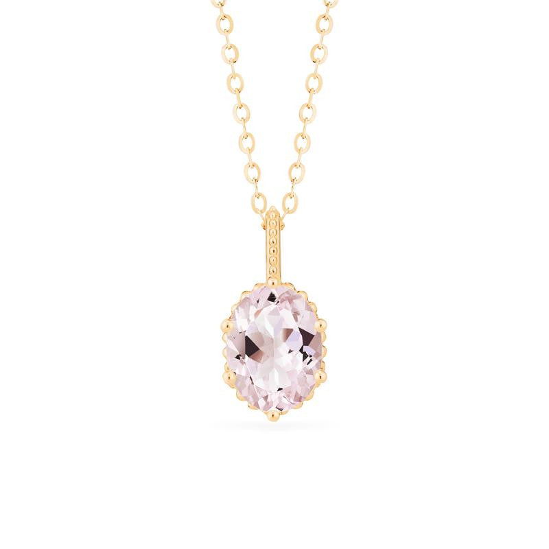[Evelina] Vintage Classic Crown Oval Cut Necklace in Morganite