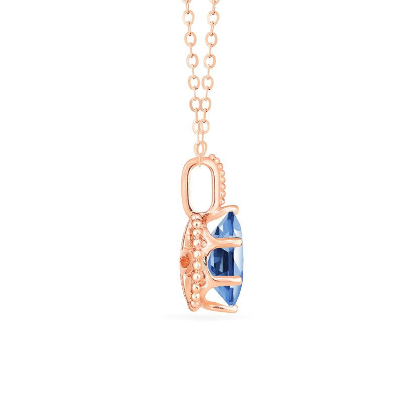 [Evelina] Vintage Classic Crown Oval Cut Necklace in Lab Blue Sapphire