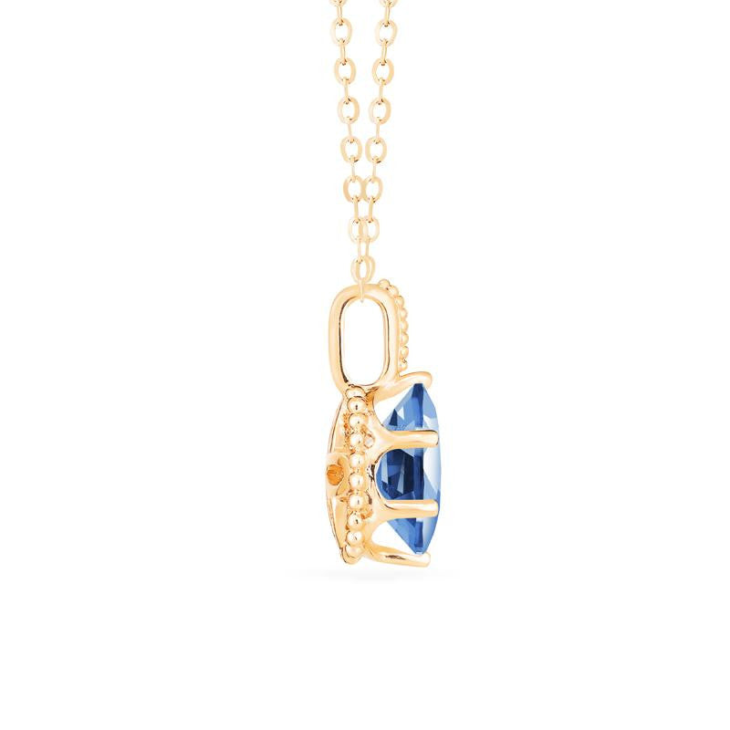 [Evelina] Vintage Classic Crown Oval Cut Necklace in Lab Blue Sapphire