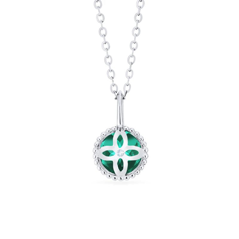 [Evelyn] Vintage Classic Crown Necklace in Lab Emerald