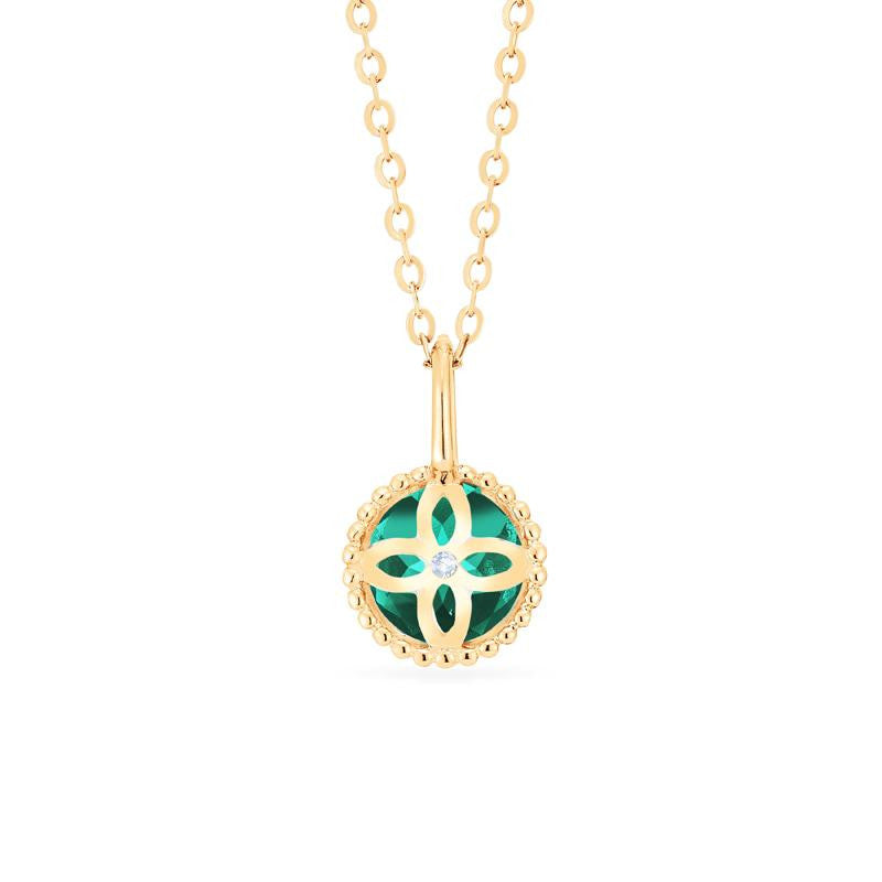 [Evelyn] Vintage Classic Crown Necklace in Lab Emerald