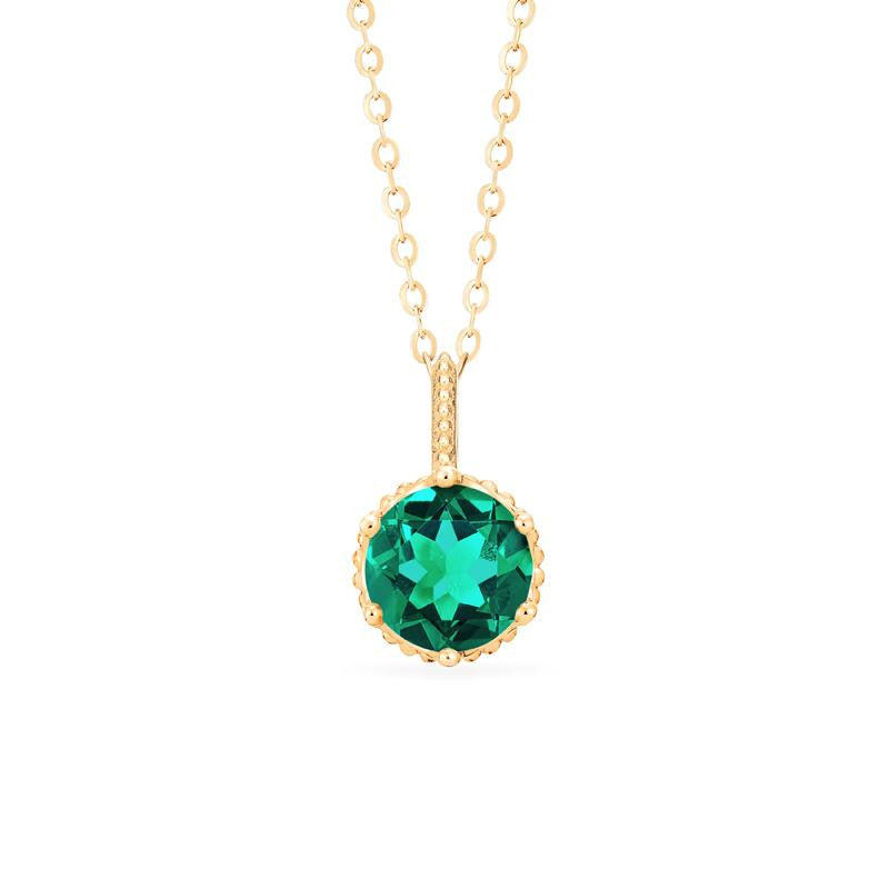 [Evelyn] Vintage Classic Crown Necklace in Lab Emerald