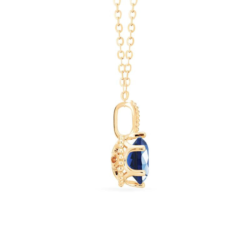 [Evelyn] Vintage Classic Crown Necklace in Lab Blue Sapphire