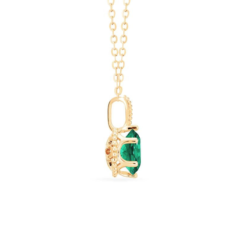 [Evelyn] Vintage Classic Crown Necklace in Lab Emerald