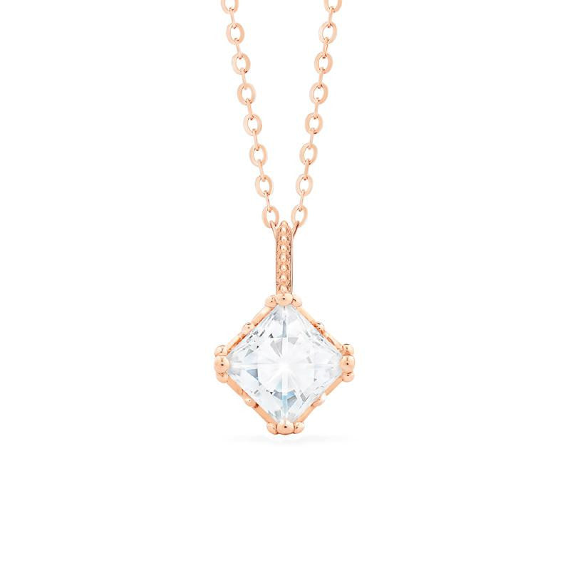 [Astoria] Fluer De Lis Princess Cut Necklace in Moissanite