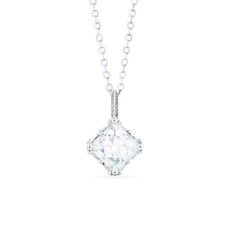 [Astoria] Fluer De Lis Princess Cut Necklace in Moissanite