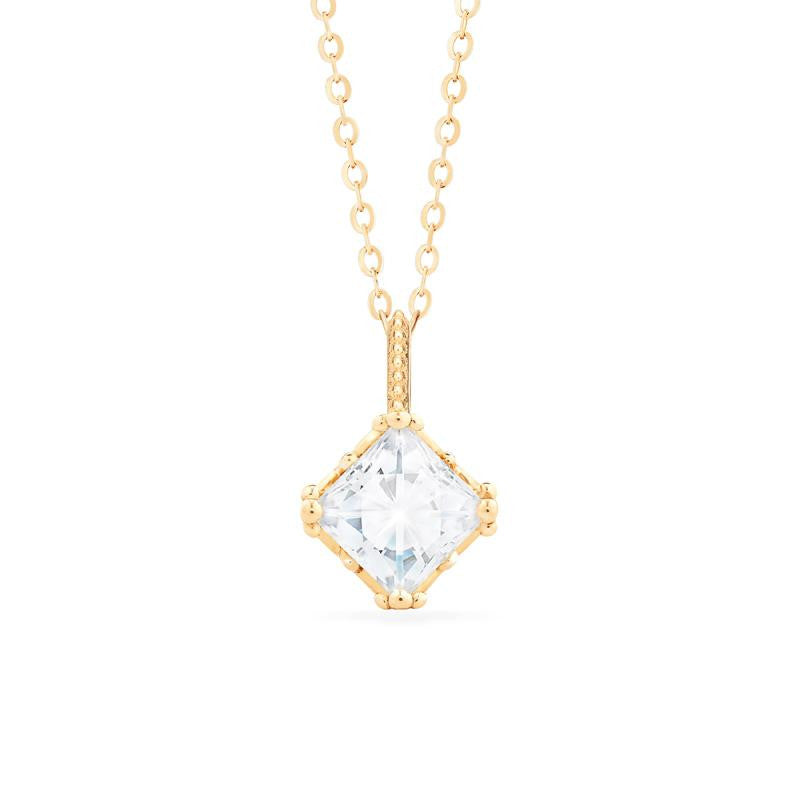[Astoria] Fluer De Lis Princess Cut Necklace in Moissanite