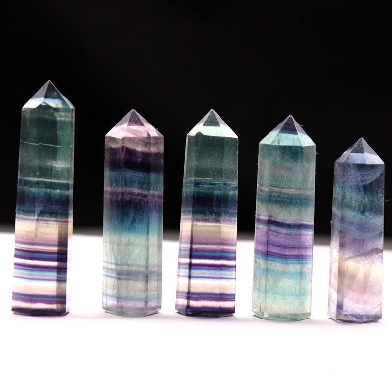 Natural Rainbow Fluorite Hexagonal Crystal Wand