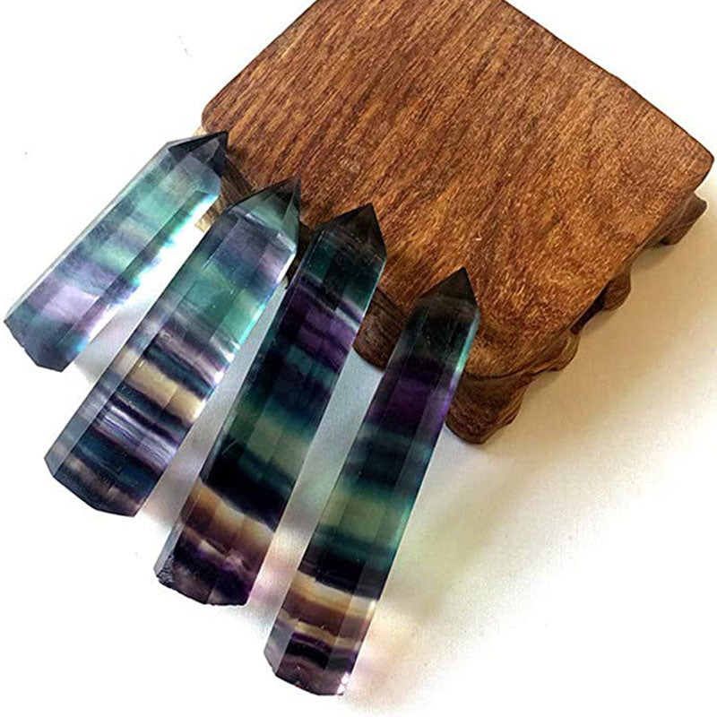 Natural Rainbow Fluorite Hexagonal Crystal Wand
