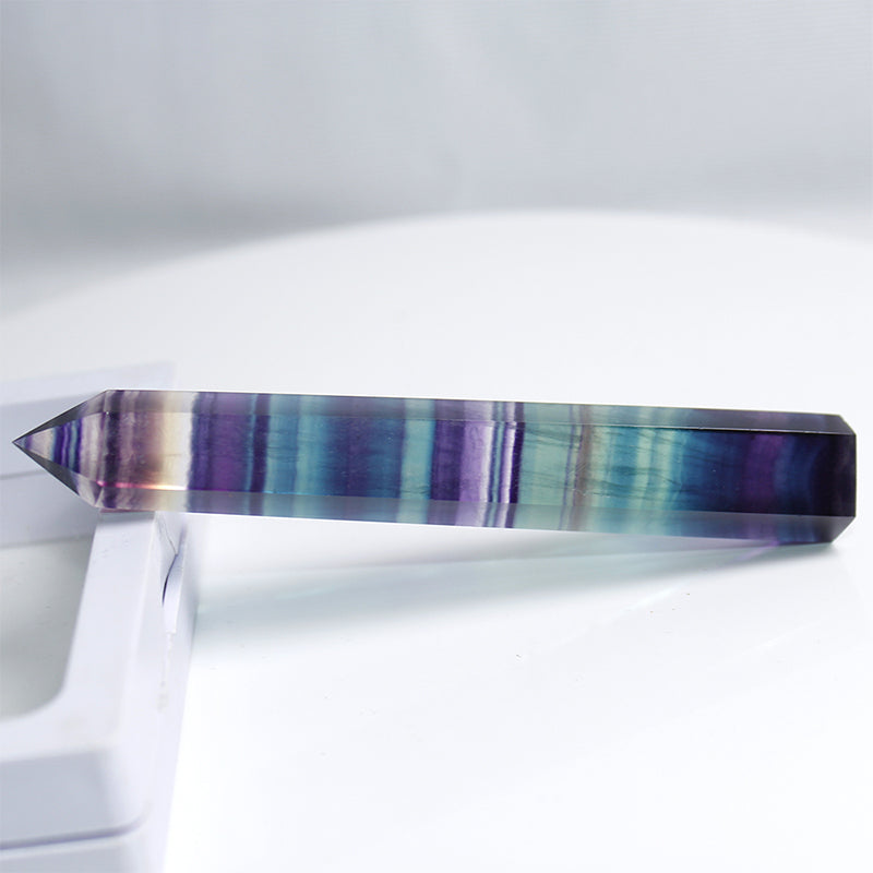 Natural Rainbow Fluorite Hexagonal Crystal Wand