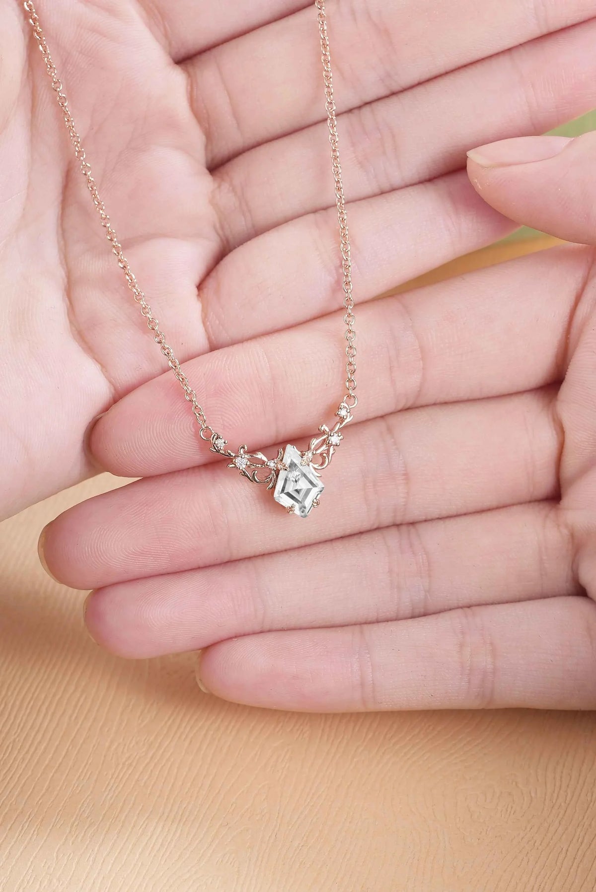 Natural Inspired Kite Cut Moissanite Necklace