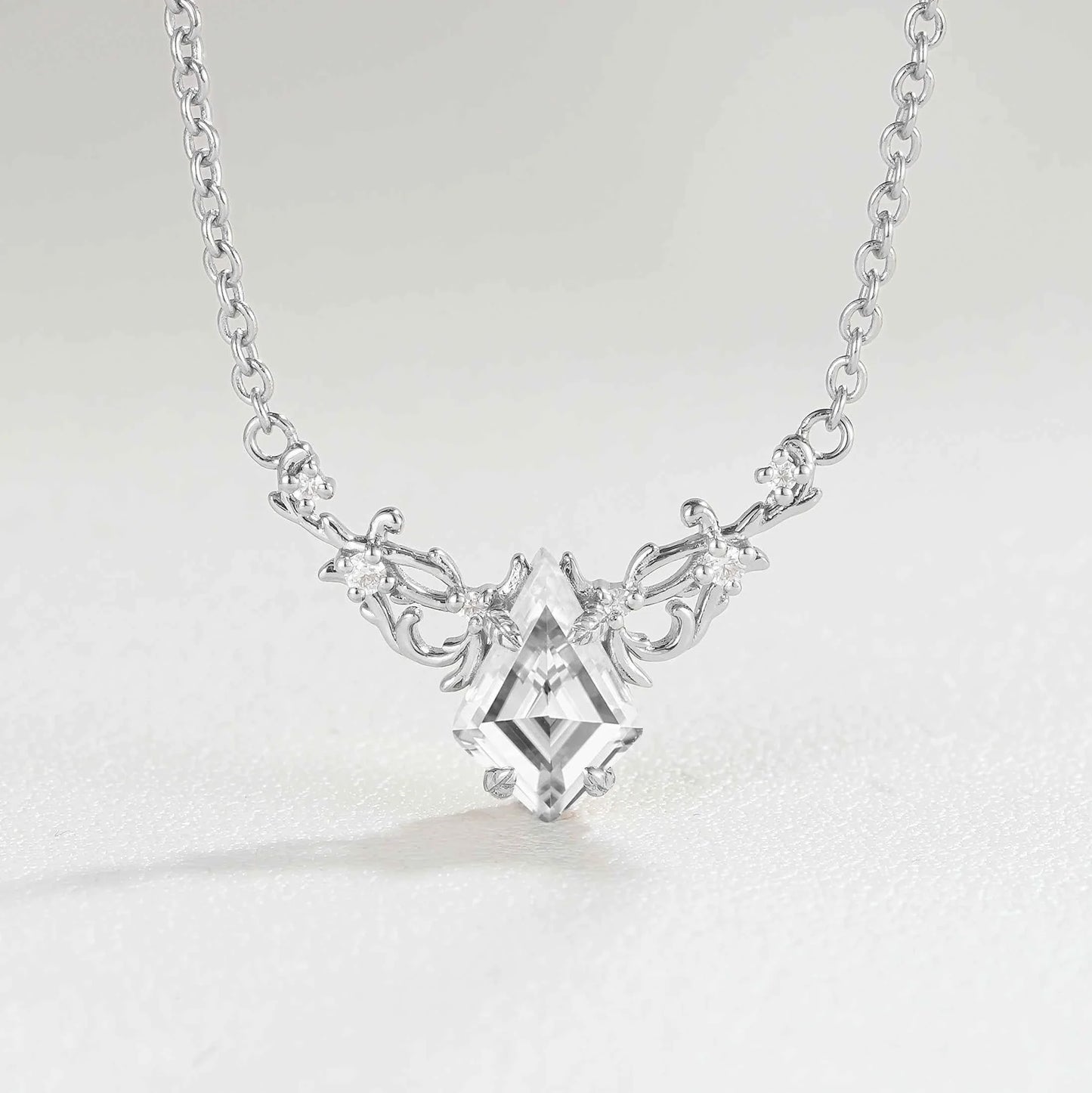Natural Inspired Kite Cut Moissanite Necklace