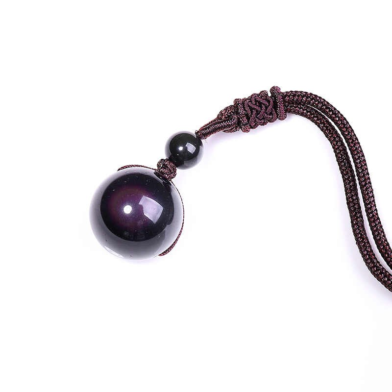 Rainbow Eye Obsidian Sphere Pendant Necklace
