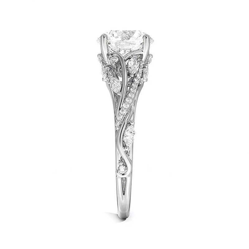 Nature-inspired Moissanite Floral Vines Cluster Pave Engagement Ring